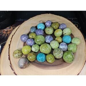 2.28LB 30Pcs A Set Of Natural Quartz Crystal Jasper Palm Stone Polished Healing